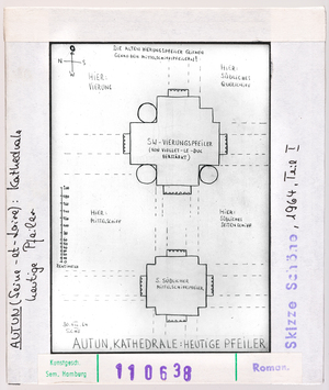 Vorschaubild Autun: Kathedrale Saint-Lazare, heutige Pfeiler, Skizze Wolfgang Schöne 1964 